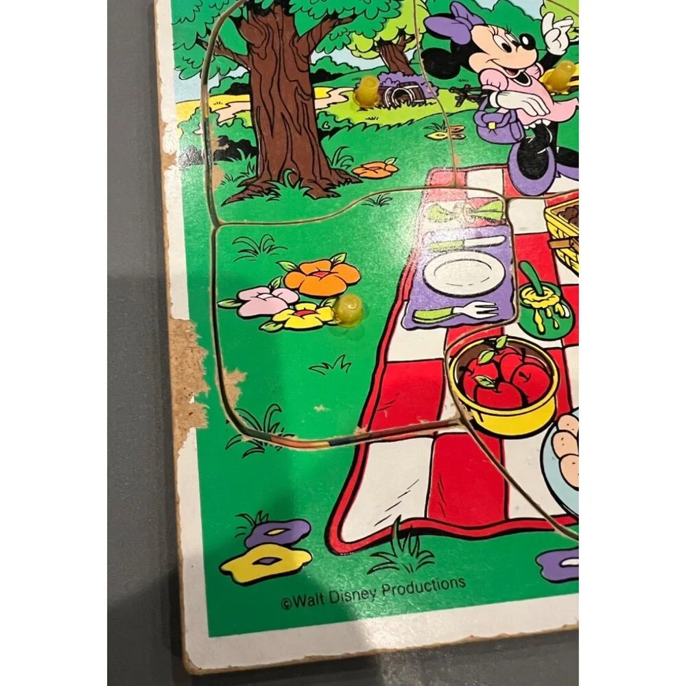 Vintage Mickey Mouse & Friends Playskool Wooden Inlaid Puzzle Complete Disneyana